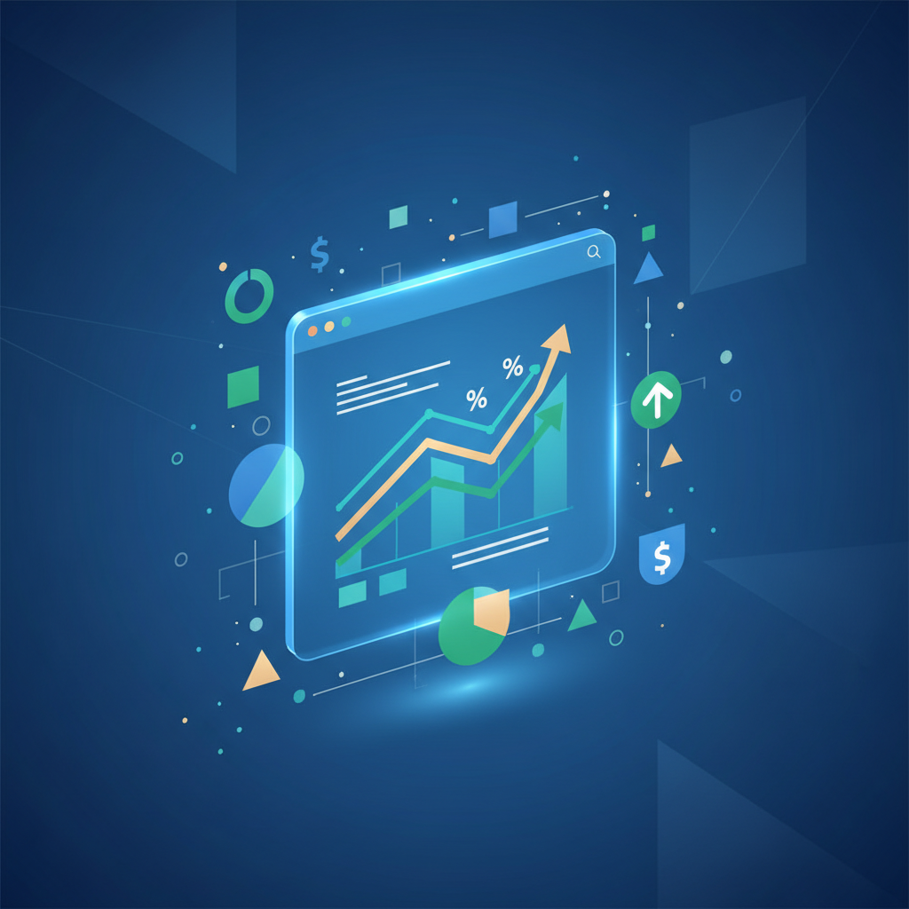 Conceptual illustration of a digital interface displaying financial charts and symbols, representing comprehensive financial and investment calculators for smart money management.