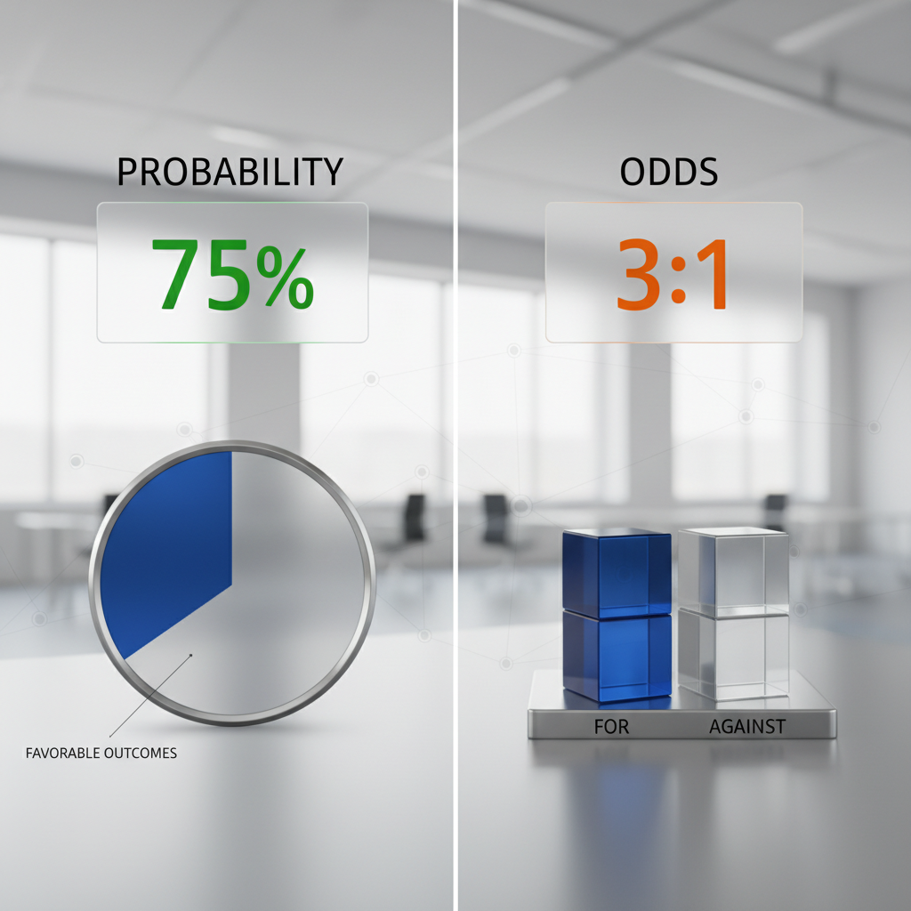 A professional graphic illustrating the difference between probability and odds.