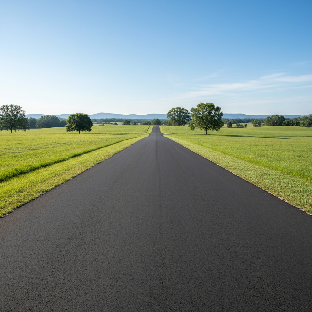 A well-maintained road gently sloping upwards through a green landscape, illustrating a common slope percentage in a real-world setting.
