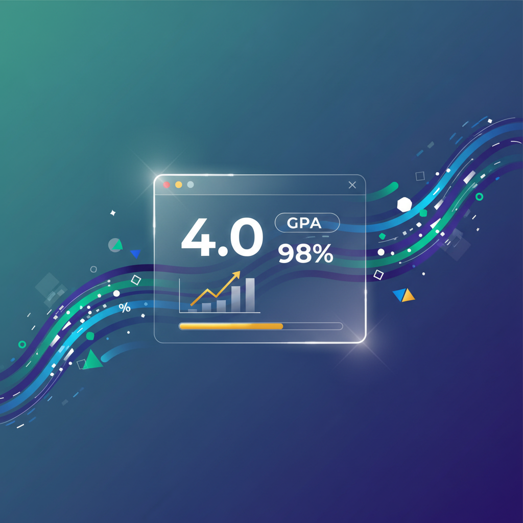 Abstract vector illustration depicting digital data streams converging into a clear interface, symbolizing online GPA calculation and academic progress.